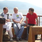 019 Three Russians on the boat to Mount Athos: Igor Vereshchagin, Yakov Vladimirov, Aleksandr Feoktistov