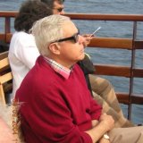 072 John Rice enjoying the boat trip to Mt Athos